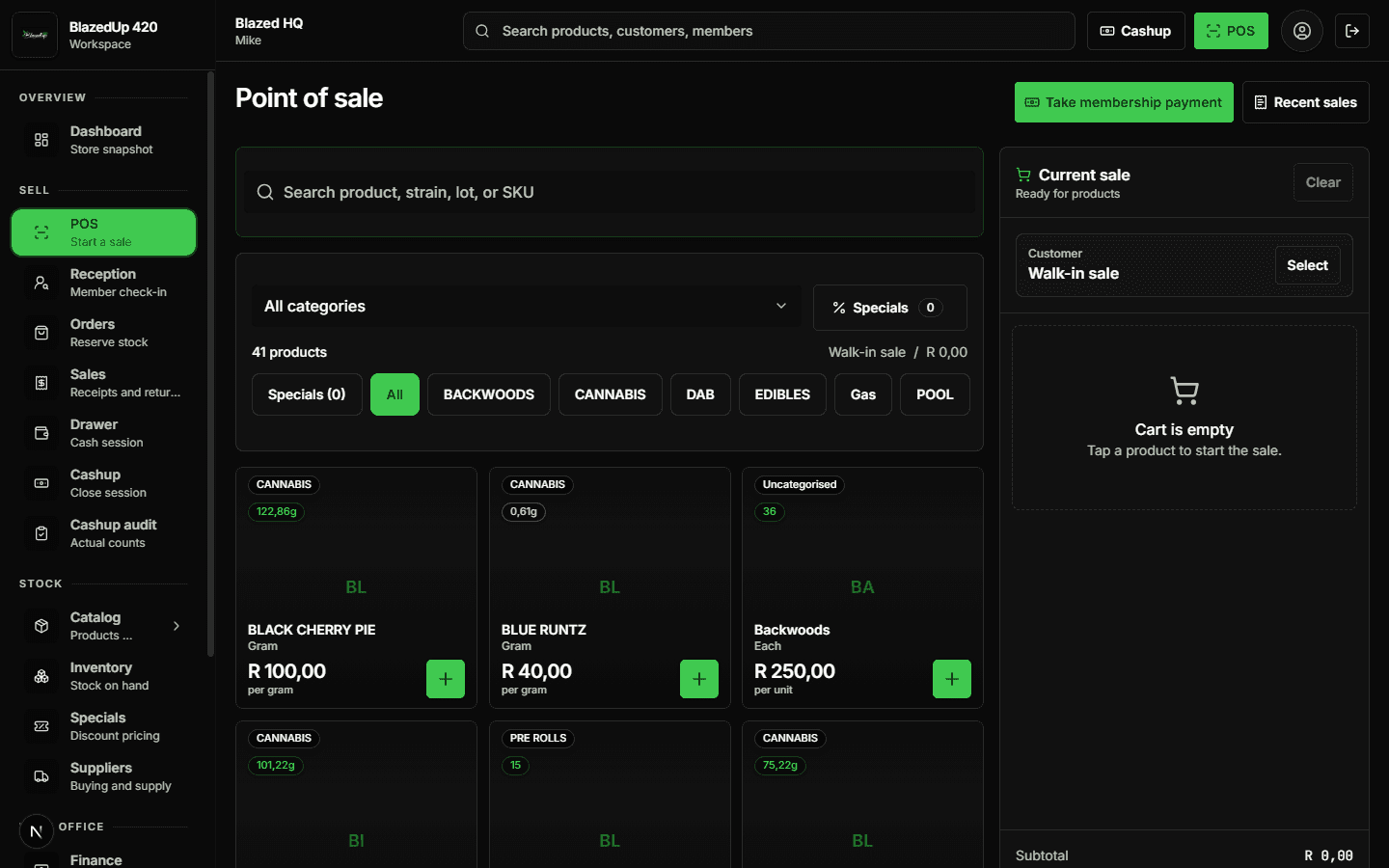 GreenLynx POS Register Interface